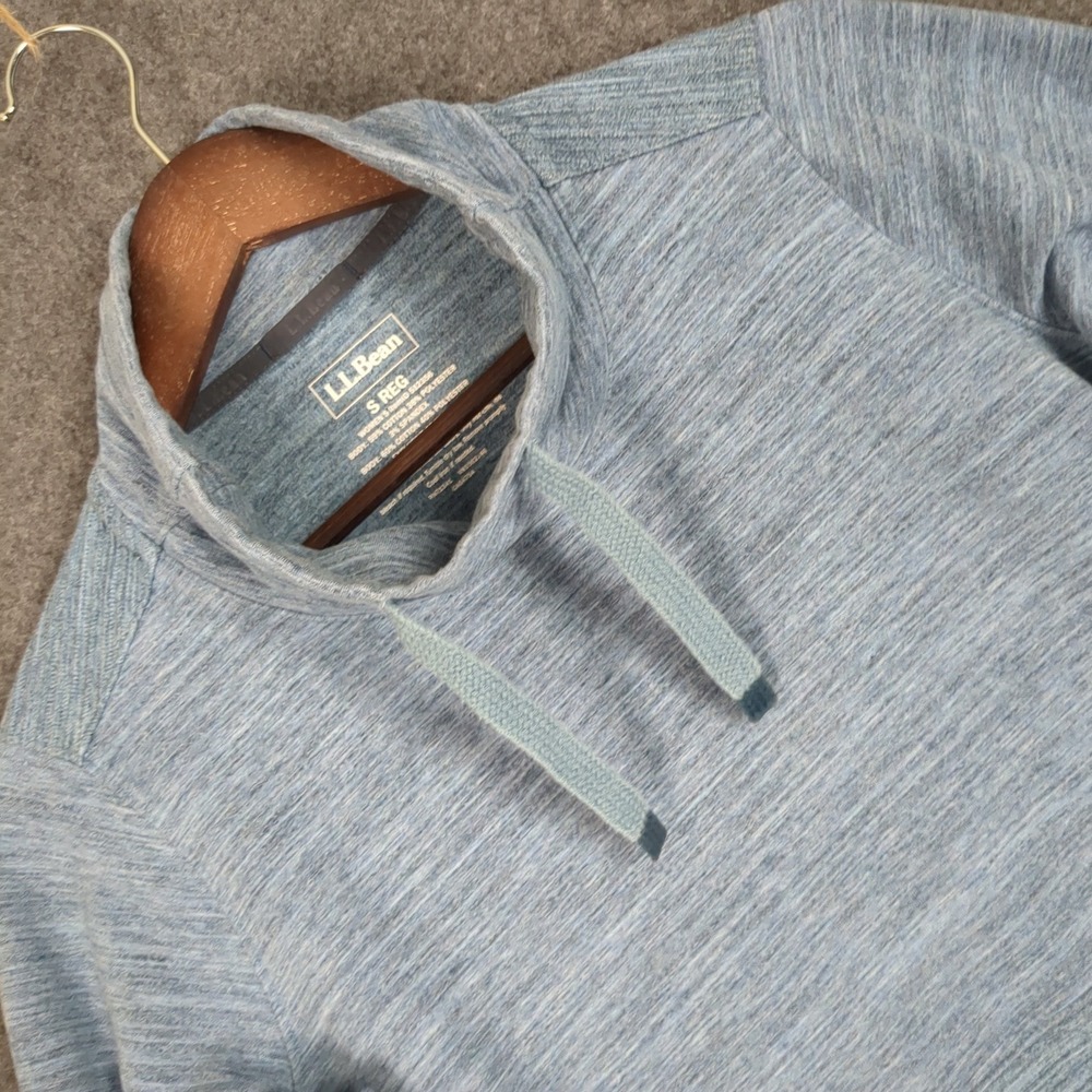LL Bean Womens Small Blue Heather Funnel Neck‎ Pullover Sweatshirt Thumbhole